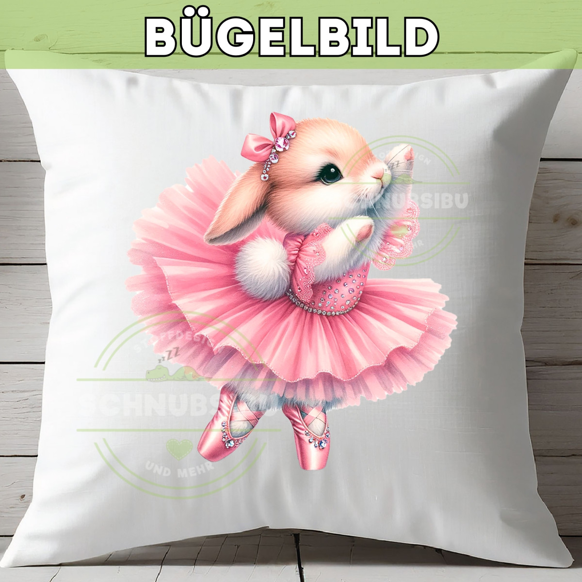 Bügelbild Ballerina Hase rosa
